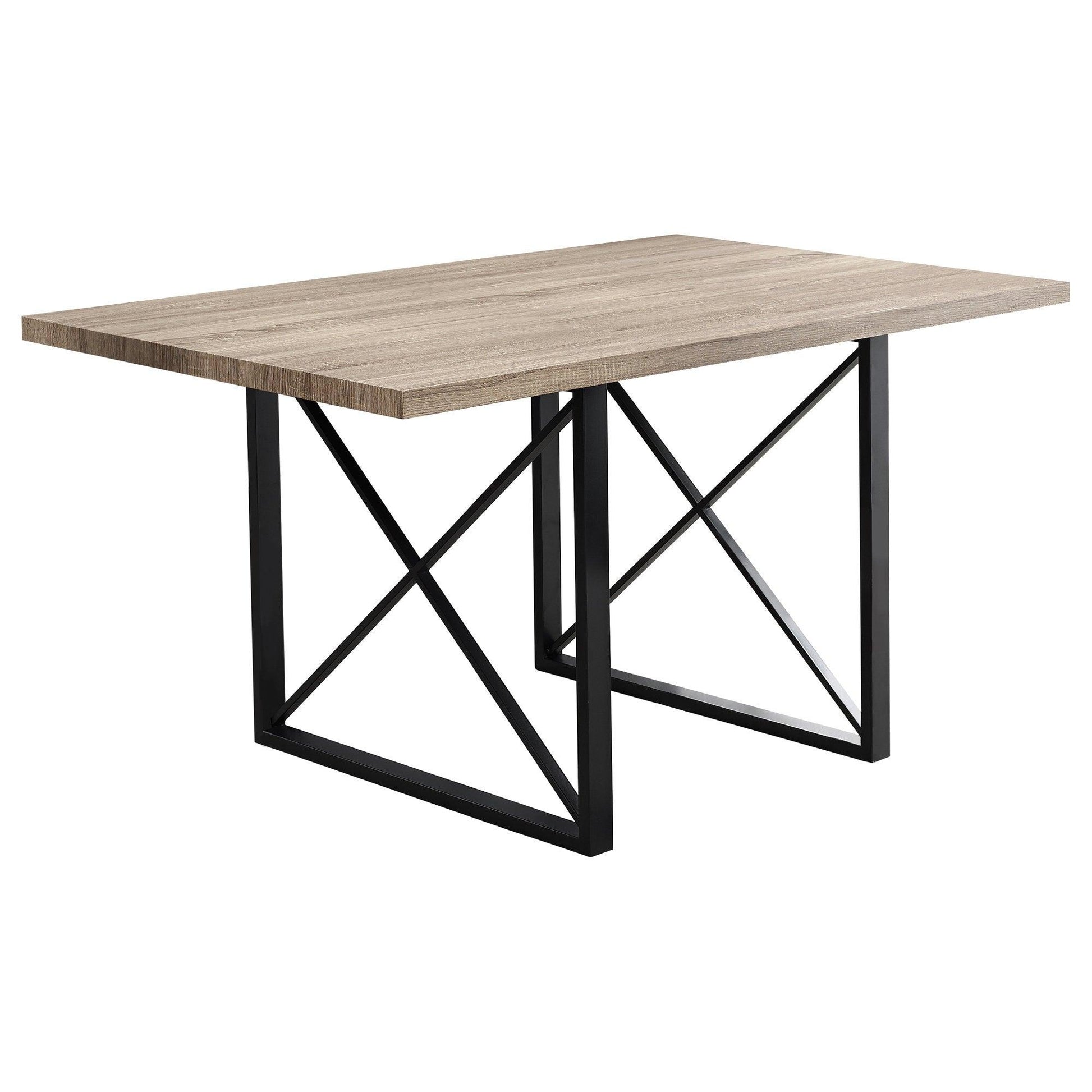 36" x 60" x 30" Dark Taupe Black HollowCore Particle Board Metal Dining Table - AFS