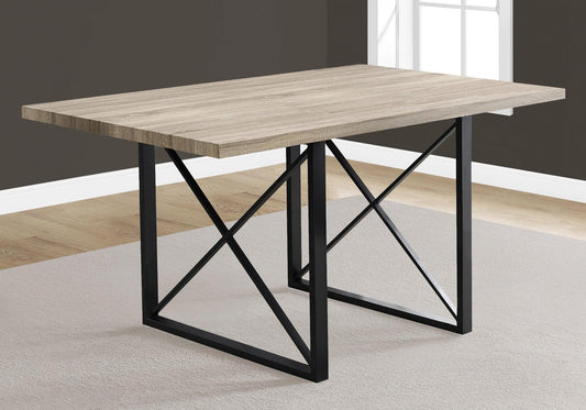 36" x 60" x 30" Dark Taupe Black HollowCore Particle Board Metal Dining Table - AFS