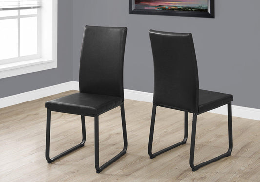 Two 38" Black Faux Leather and Metal Dining Chairs - AFS