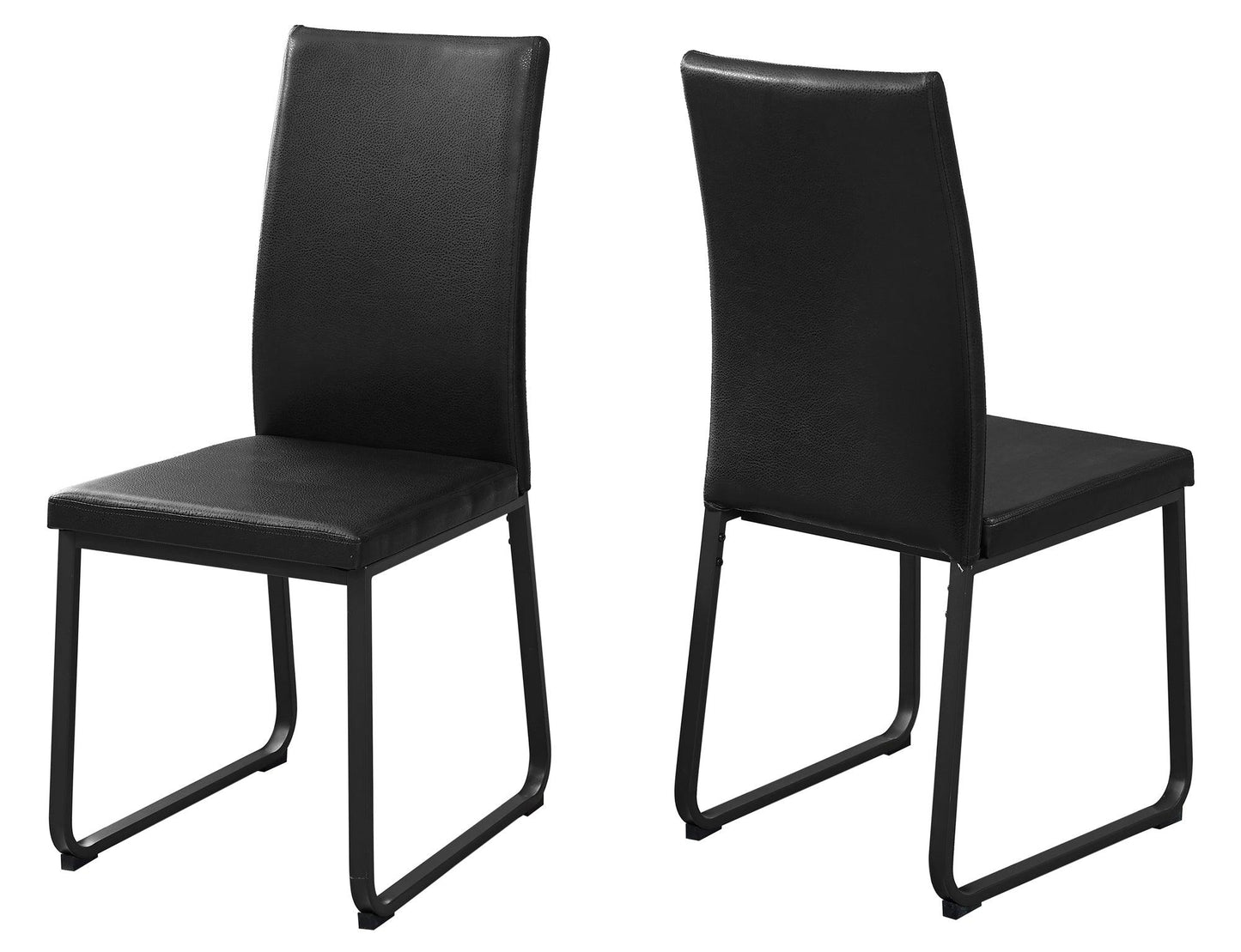 Two 38" Black Faux Leather and Metal Dining Chairs - AFS