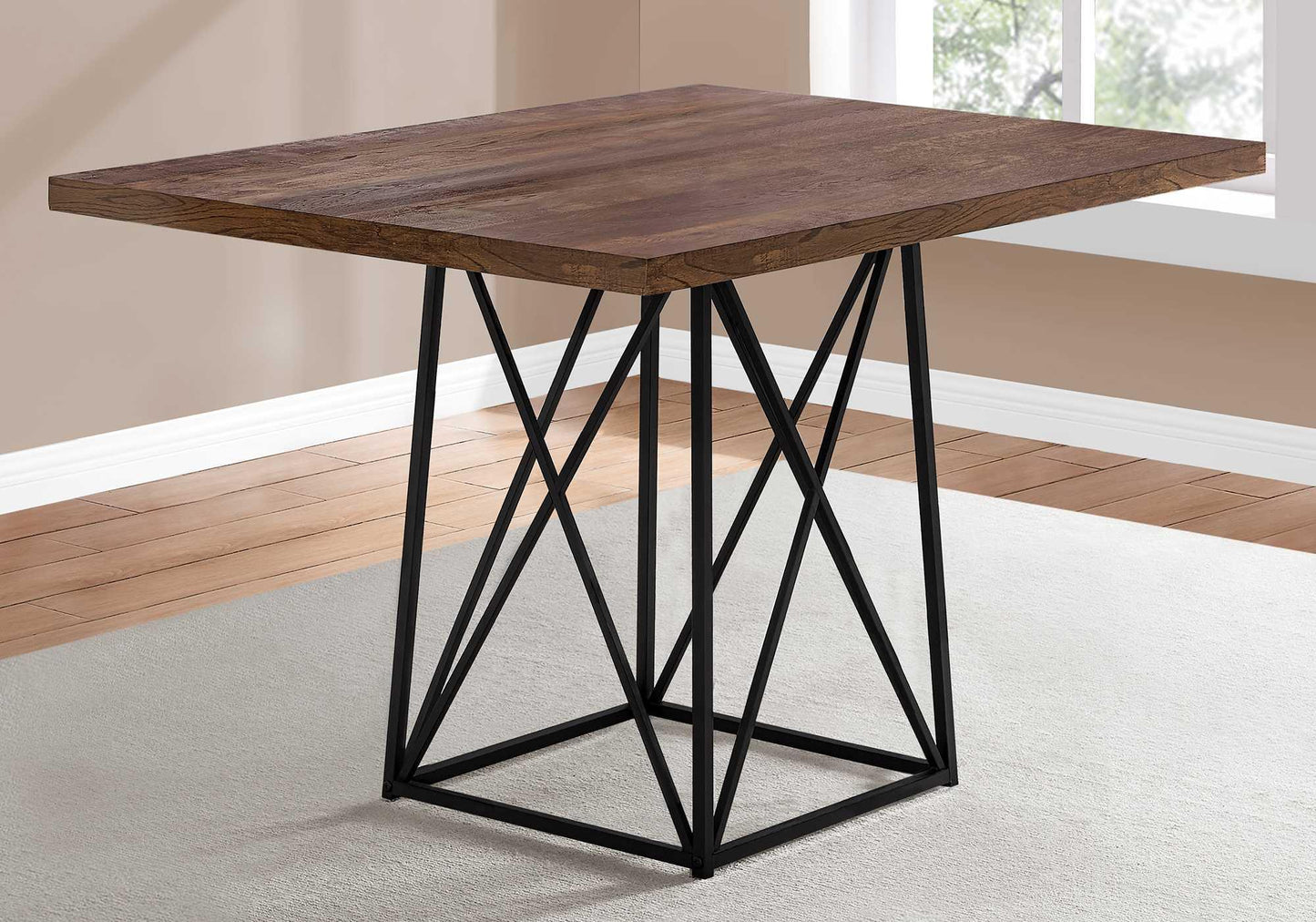 36" x 48" x 31" Dark Taupe Particle Board Metal Dining Table - AFS