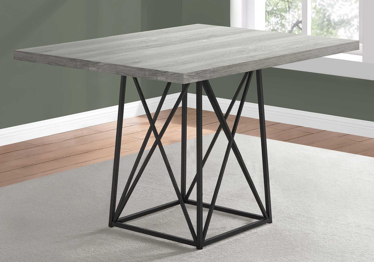 36" x 48" x 31" Dark Taupe Particle Board Metal Dining Table - AFS