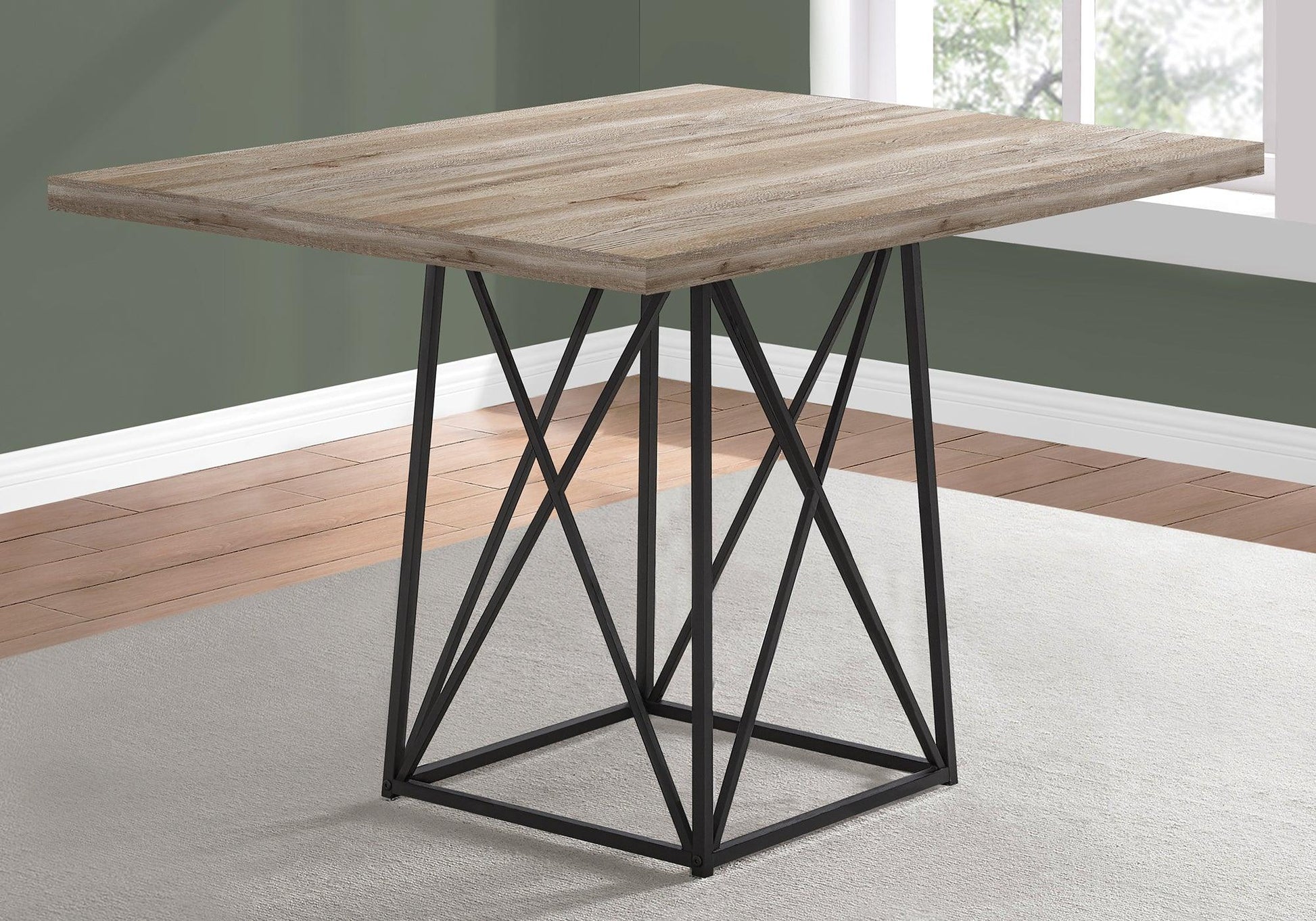 36" x 48" x 31" Dark Taupe Particle Board Metal Dining Table - AFS