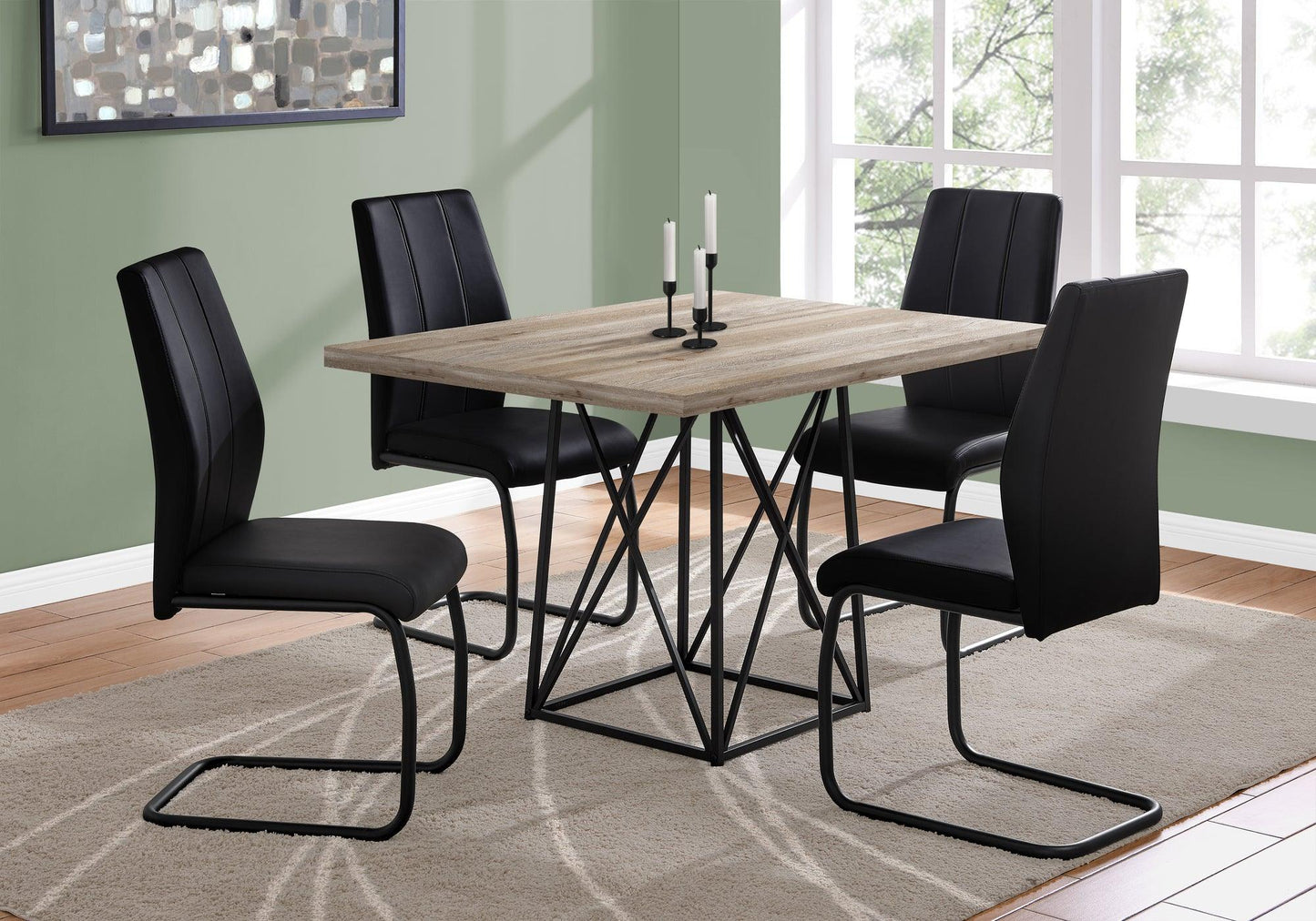 36" x 48" x 31" Dark Taupe Particle Board Metal Dining Table - AFS