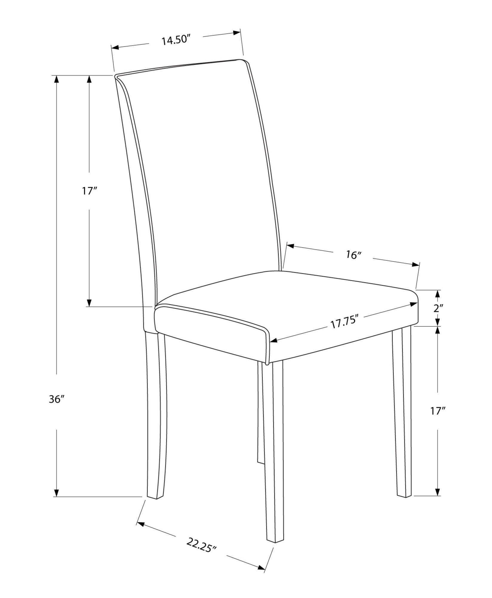 44.5" x 35.5" x 72" Cappuccino Foam Solid Wood Leather Look Dining Chairs 2pcs - AFS