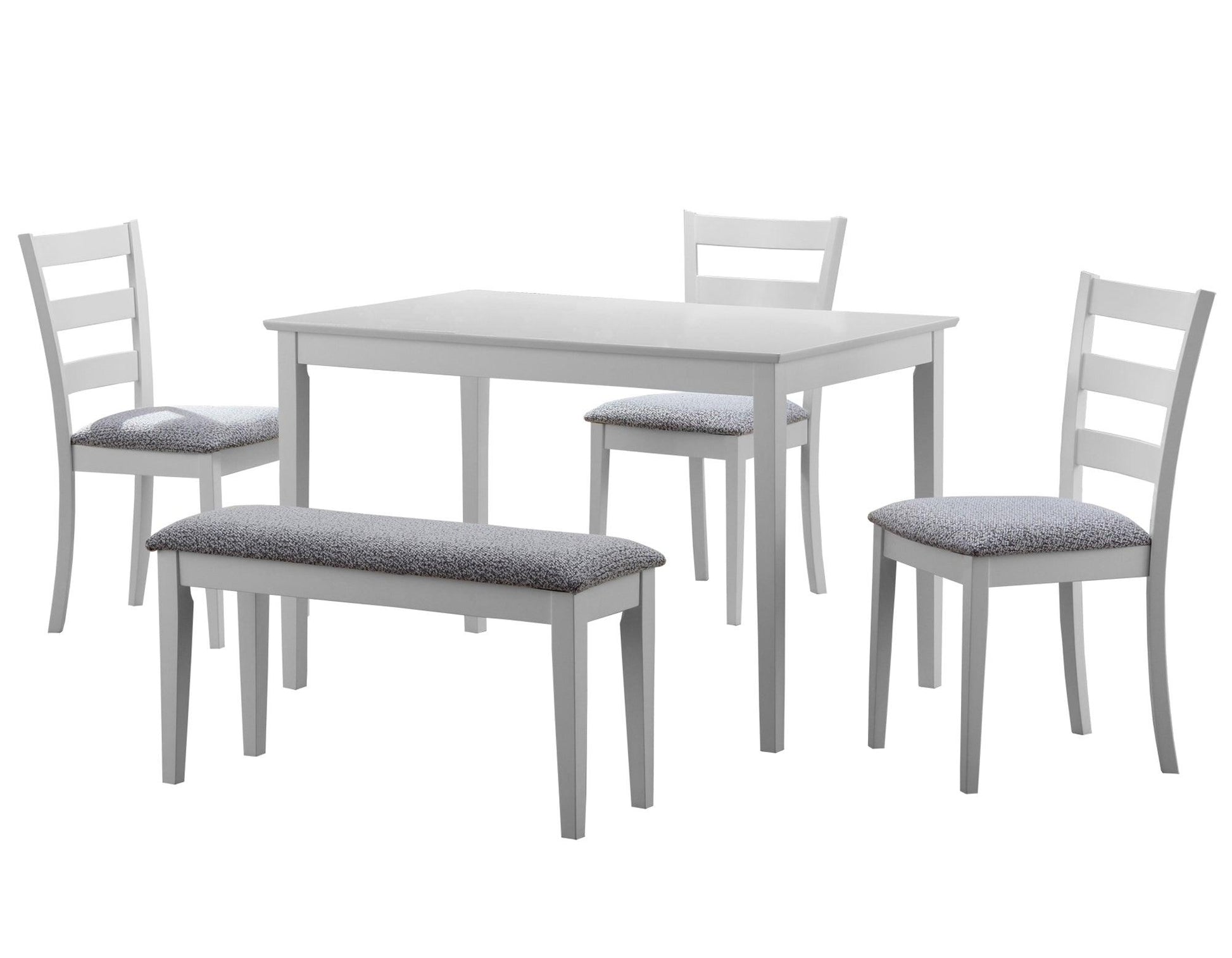 69.5" x 81.5" x 99" White Grey Solid Wood Foam Veneer 5pcs Dining Set - AFS