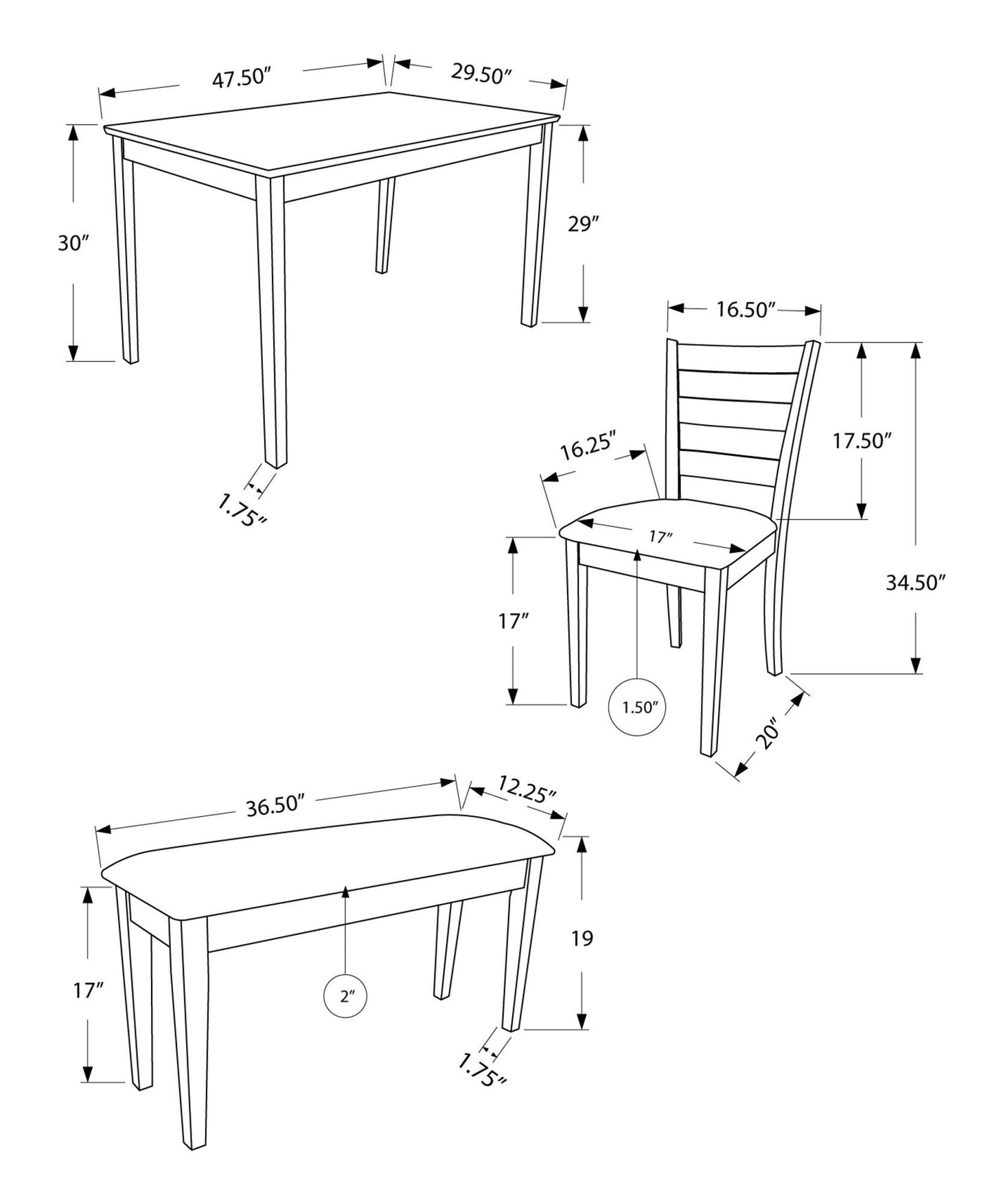 69.5" x 81.5" x 99" White Grey Solid Wood Foam Veneer 5pcs Dining Set - AFS