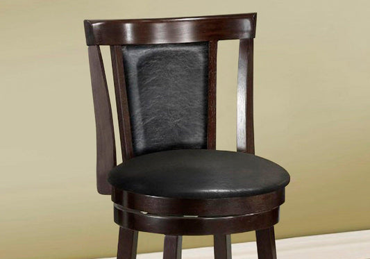 40.5" x 37.5" x 86" Cappuccino Black Solid Wood Foam Veneer Leather Look 2pcs Swivel Barstools - AFS