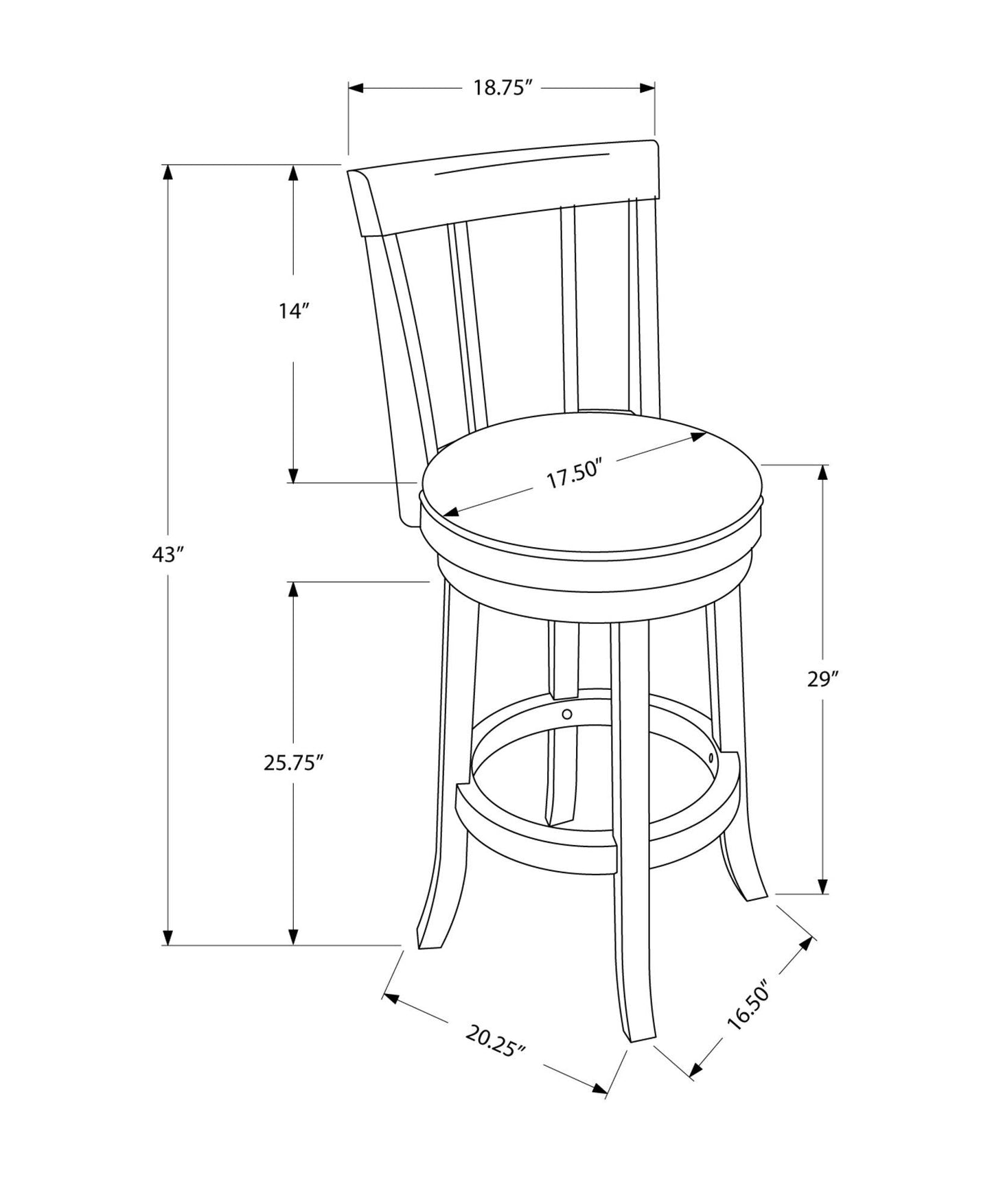 40.5" x 37.5" x 86" Cappuccino Black Solid Wood Foam Veneer Leather Look 2pcs Swivel Barstools - AFS