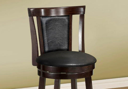 40.5" x 37.5" x 78" Cappuccino Black Solid Wood Foam Veneer Leather Look 2pcs Swivel Barstools - AFS