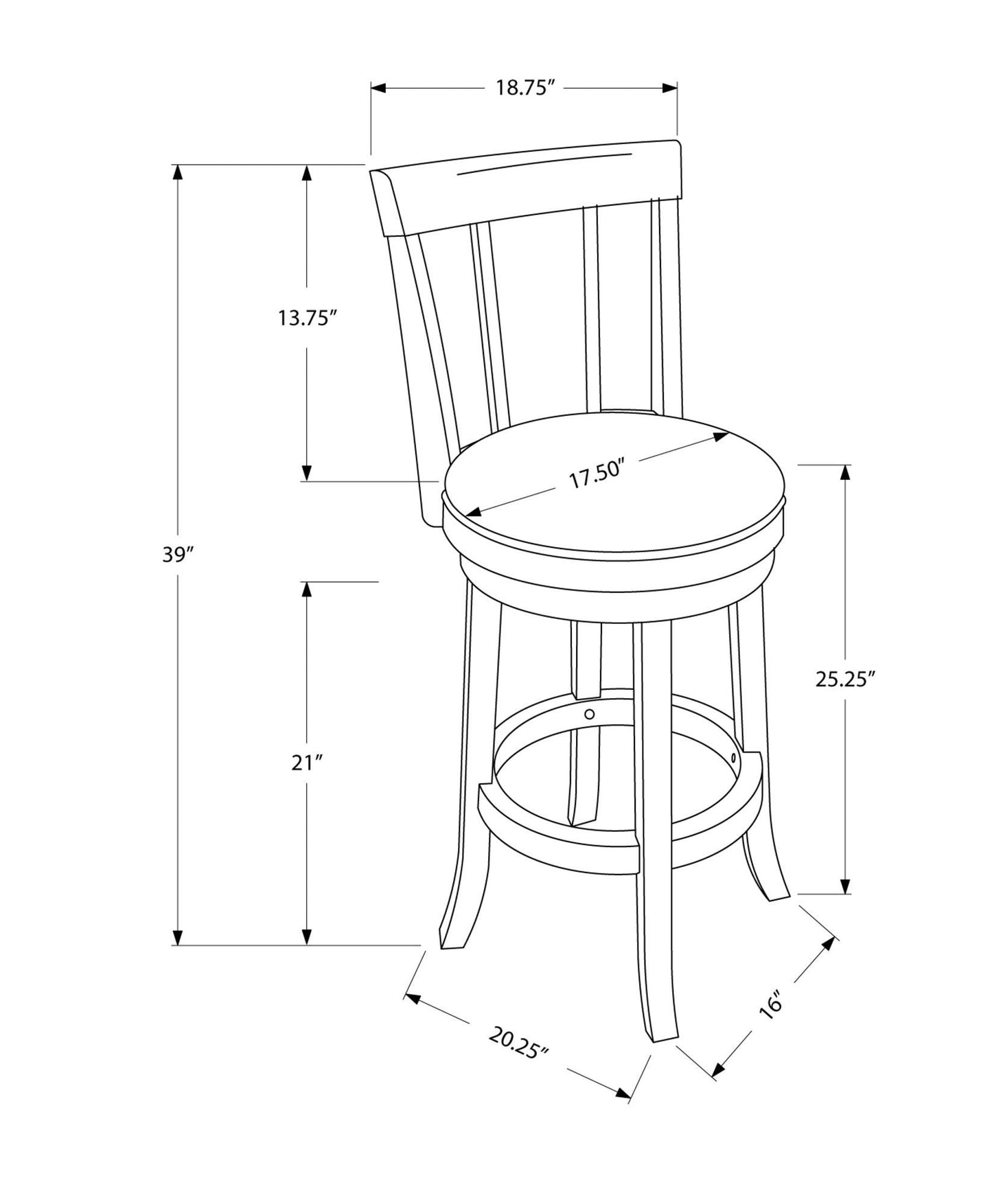 40.5" x 37.5" x 78" Cappuccino Black Solid Wood Foam Veneer Leather Look 2pcs Swivel Barstools - AFS