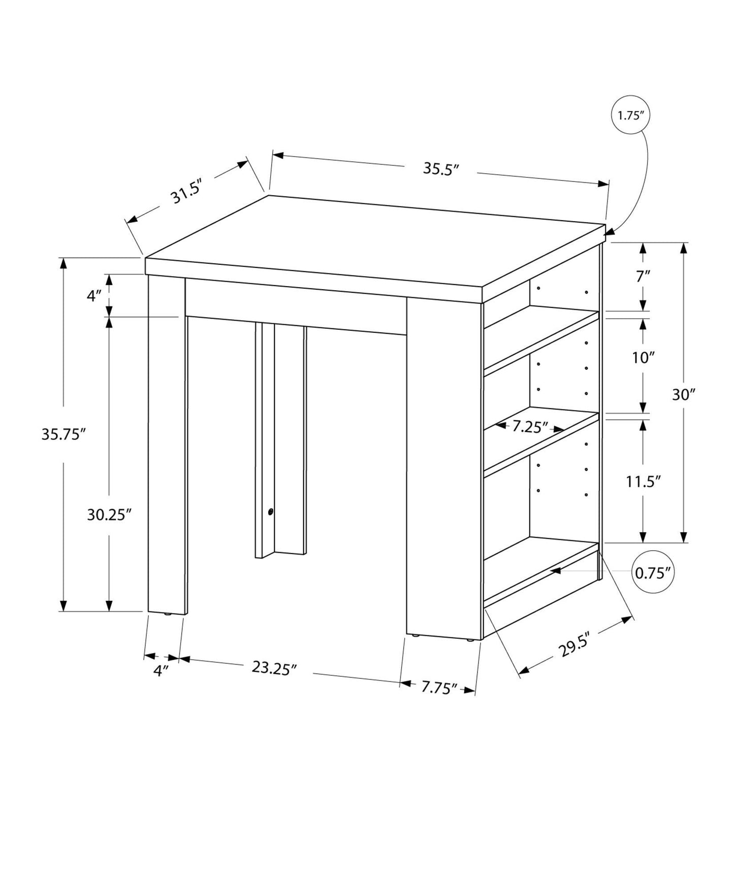 30" White Particle Board Hollow Core and MDF Counter Height Dining Table - AFS