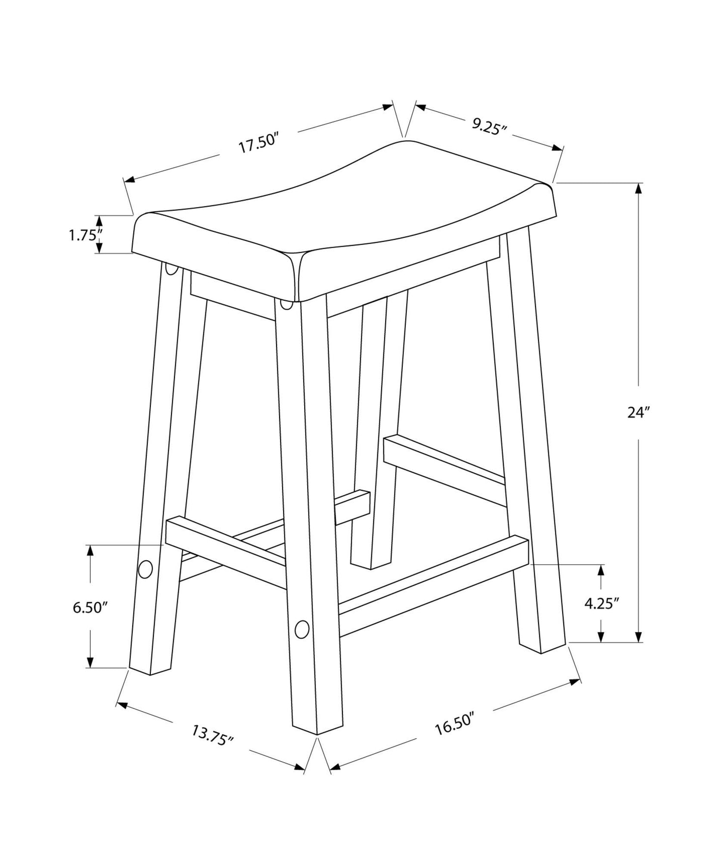 27.5" x 35" x 48" White Solid Wood Mdf Barstool - AFS