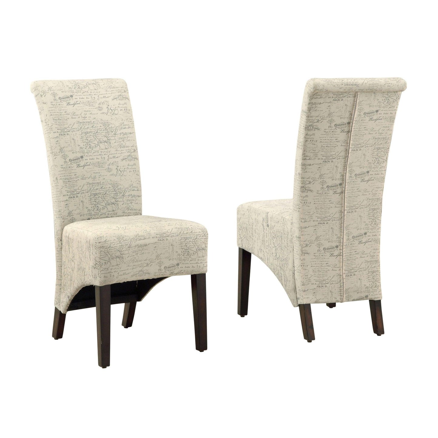 46" x 38" x 81" Beige Cappuccino Foam Particle Board Solid Wood Linen Dining Chairs 2pcs - AFS