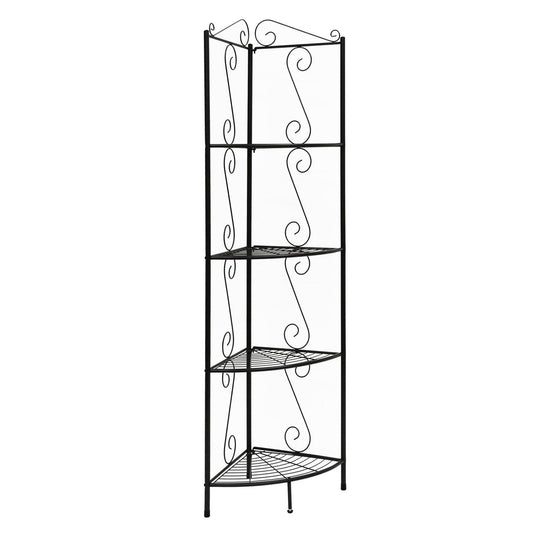 15" x 22.5" x 70" Brown Metal Corner Shelf Bookcase - AFS