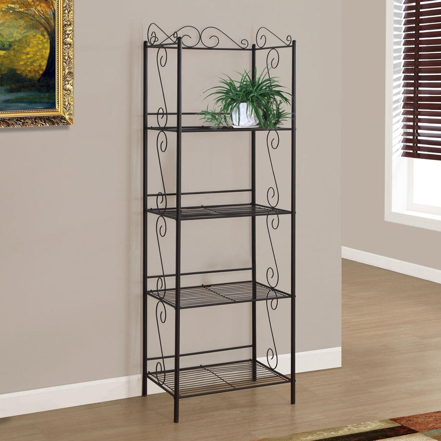 15.25" x 22" x 70" Brown Metal Shelf Bookcase - AFS