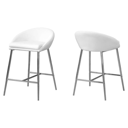 41" x 41" x 59.5" White Foam Metal LeatherLook Barstool 2pcs - AFS