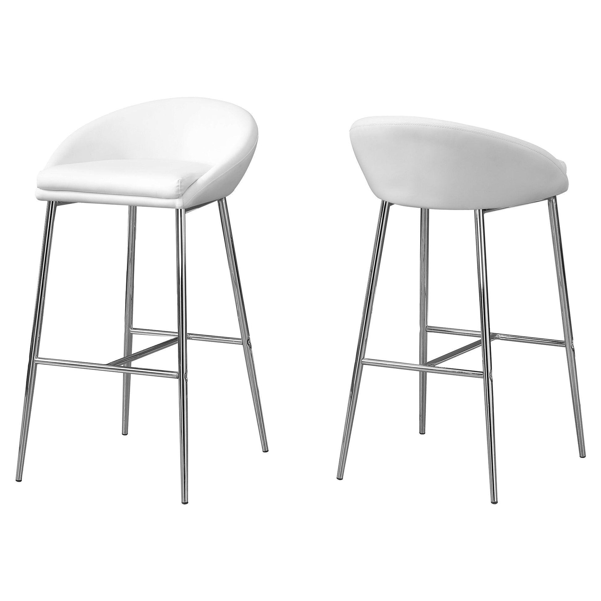 41" x 41" x 71.5" White Foam Metal Leather Look Barstool set of 2 - AFS