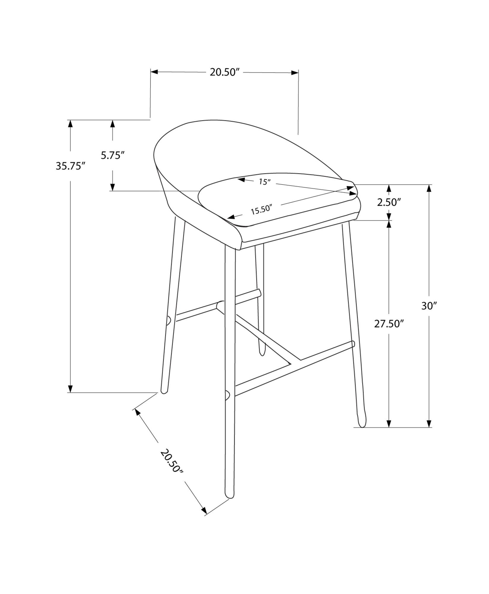 41" x 41" x 71.5" White Foam Metal Leather Look Barstool set of 2 - AFS