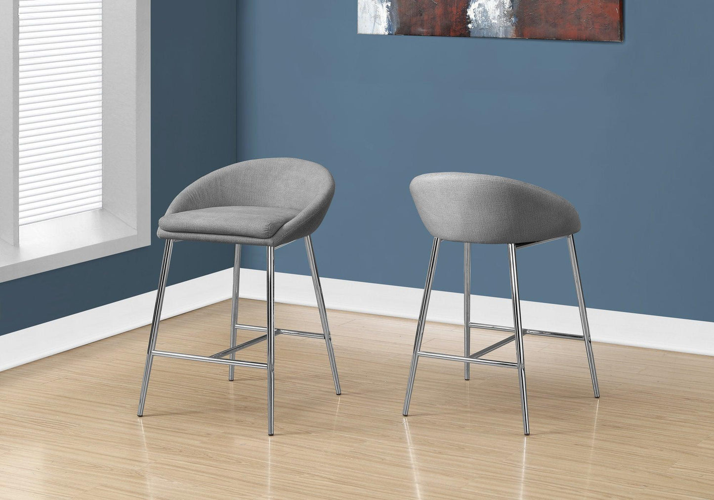 41" x 41" x 59.5" Grey Foam Metal Polyester Barstool 2pcs - AFS