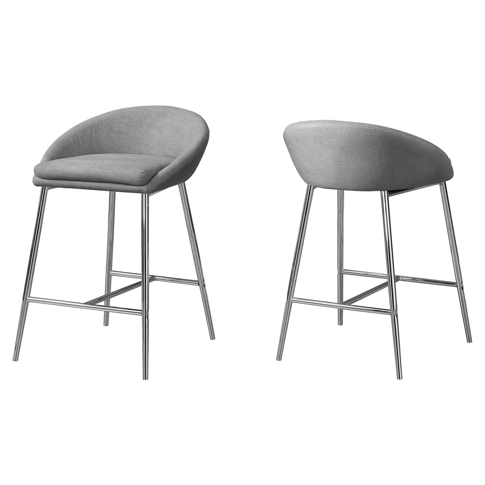 41" x 41" x 59.5" Grey Foam Metal Polyester Barstool 2pcs - AFS