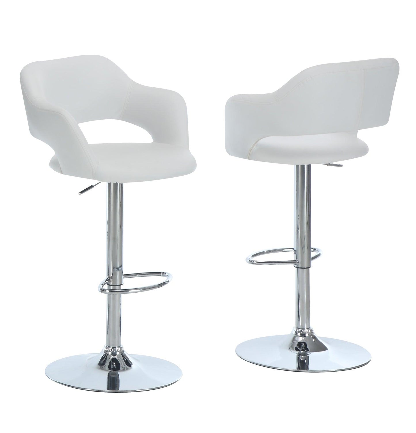 21" x 22.5" x 36" White Foam Metal Leather Look Barstool - AFS