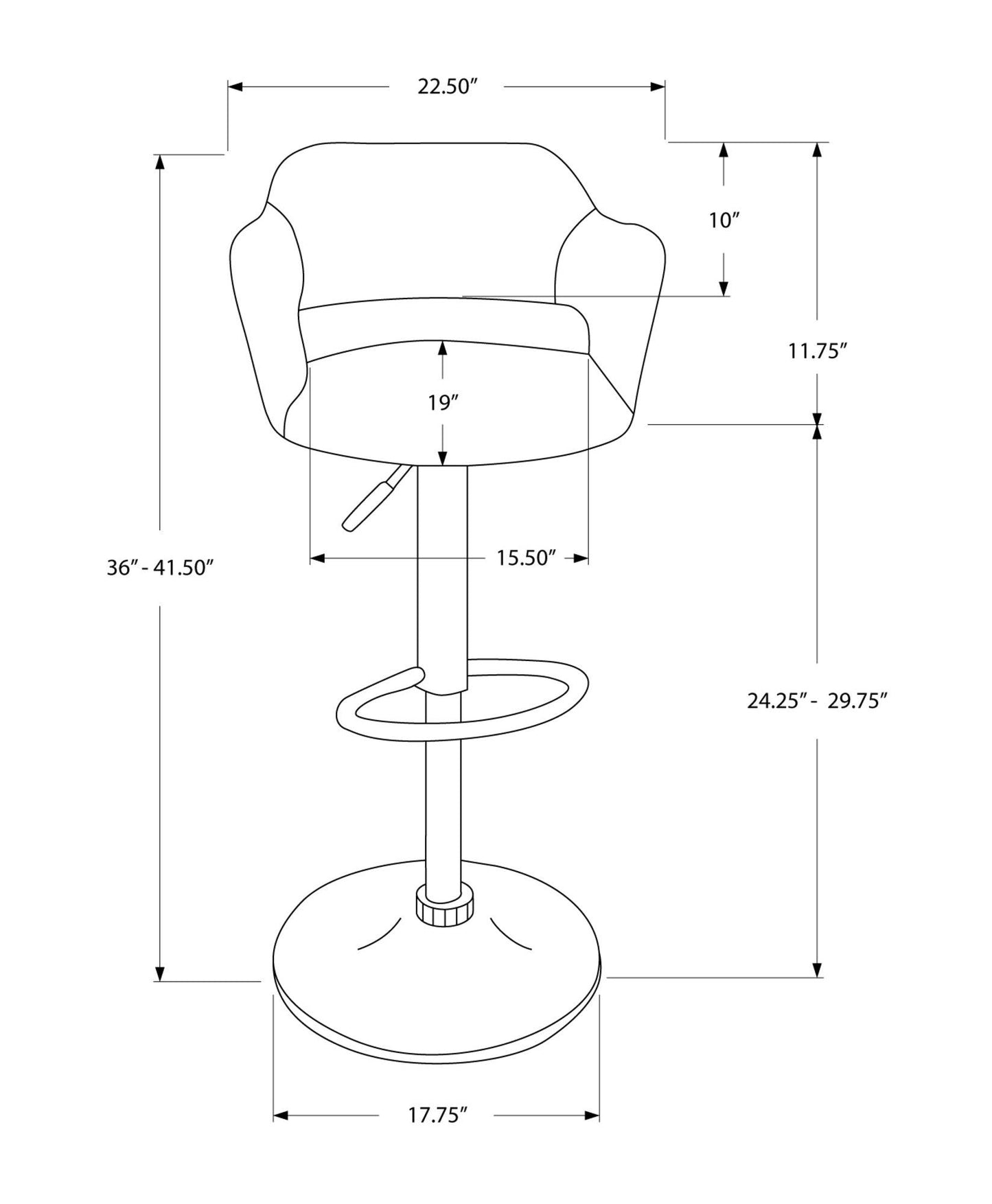 21" x 22.5" x 36" White Foam Metal Leather Look Barstool - AFS