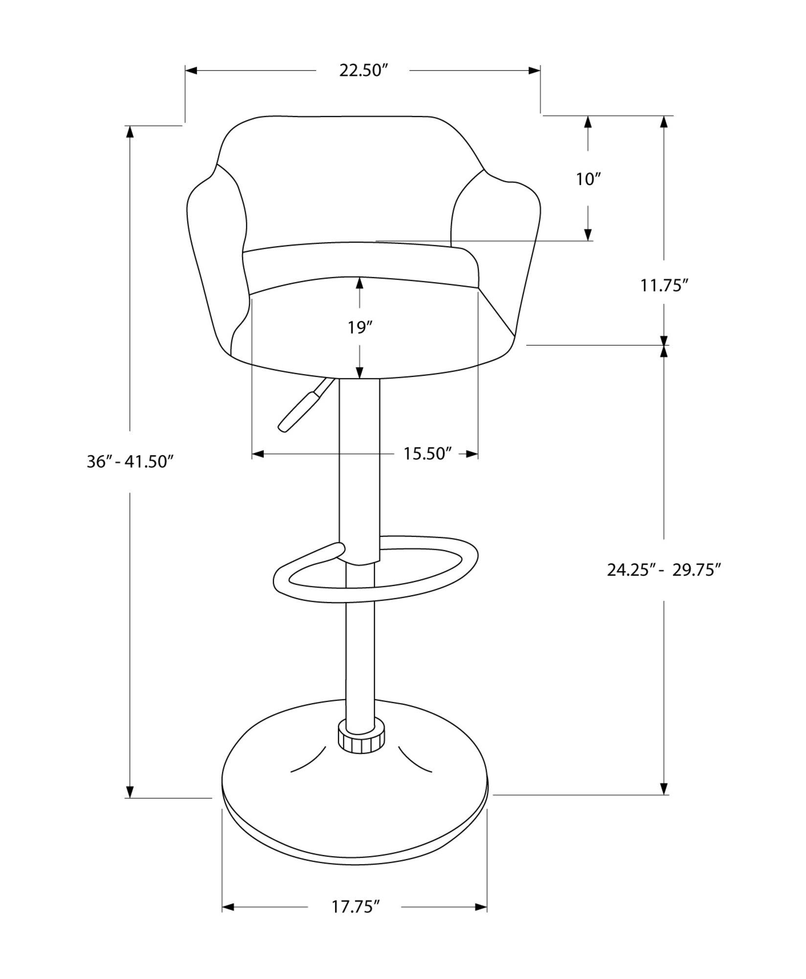 21" x 22.5" x 36" Grey Foam Metal Polyester Barstool - AFS