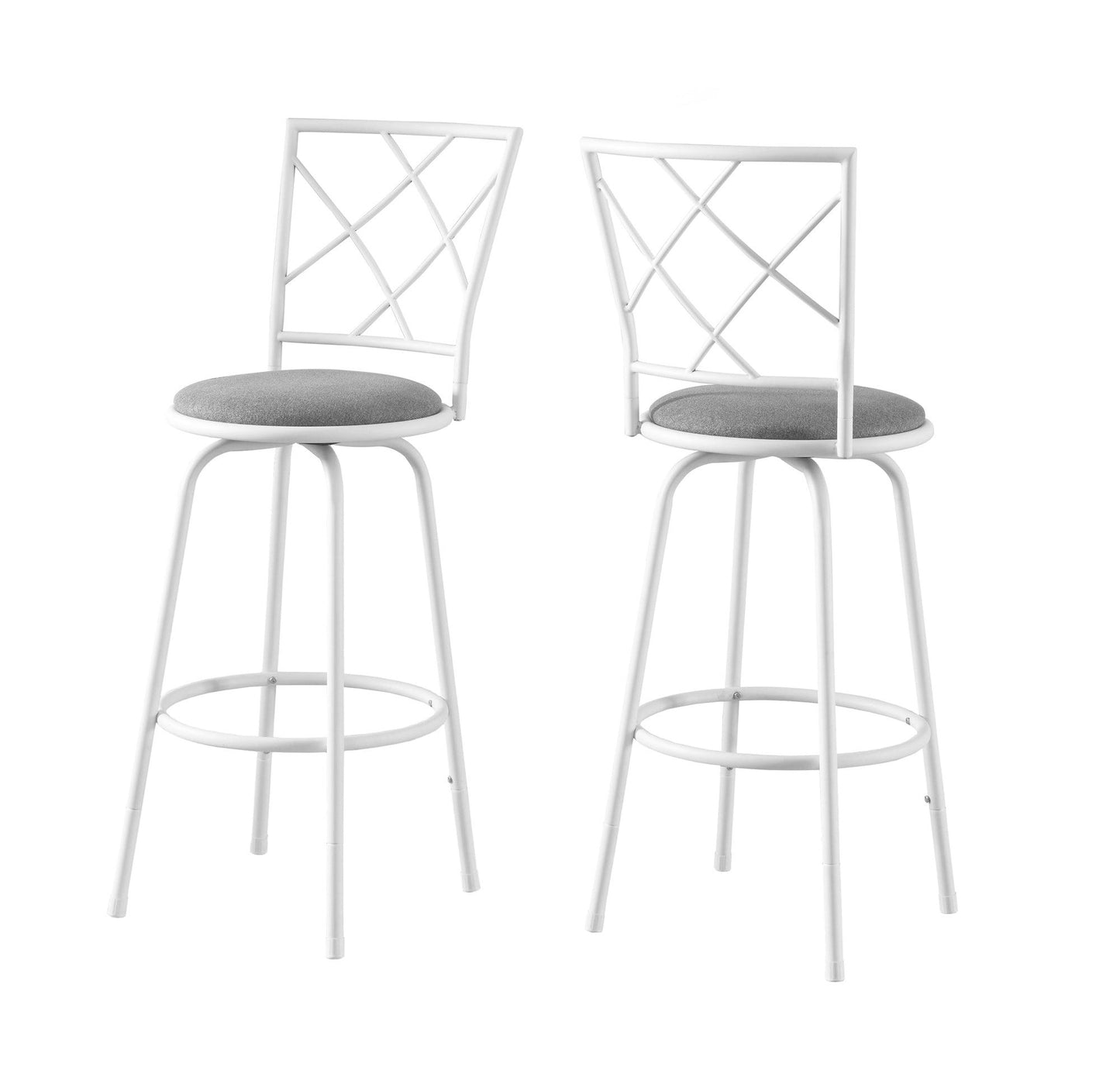 32" x 32" x 88" White Grey Metal Foam Cotton Linen Barstool 2pcs - AFS