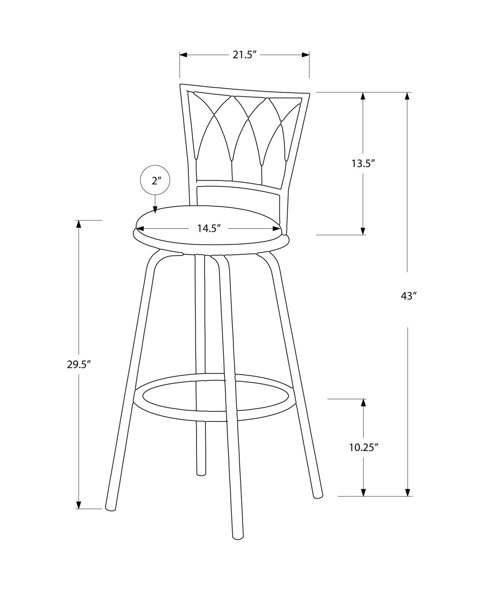 43" x 43" x 86" Espresso Metal Foam MicroSuede Barstool 2pcs - AFS