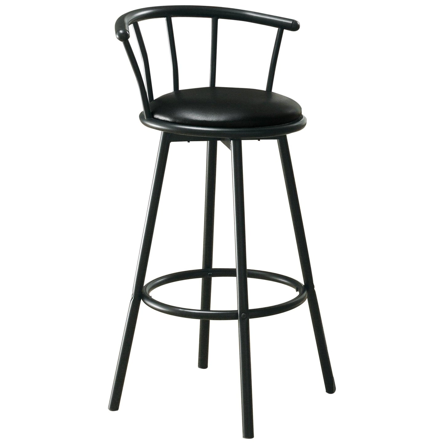 43.5" x 43.5" x 74" Black Metal Foam Leather Look Barstool - AFS