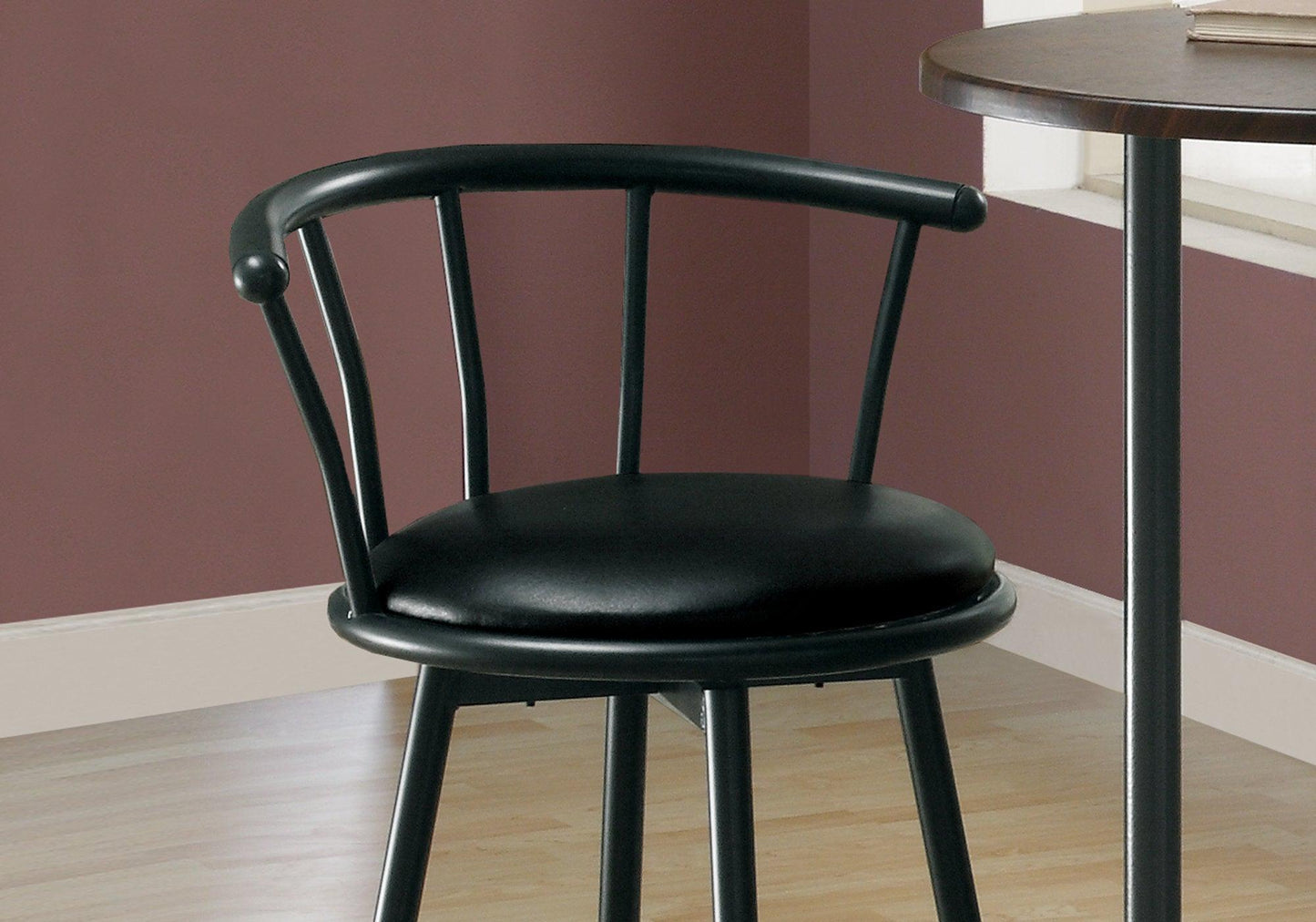 43.5" x 43.5" x 74" Black Metal Foam Leather Look Barstool - AFS