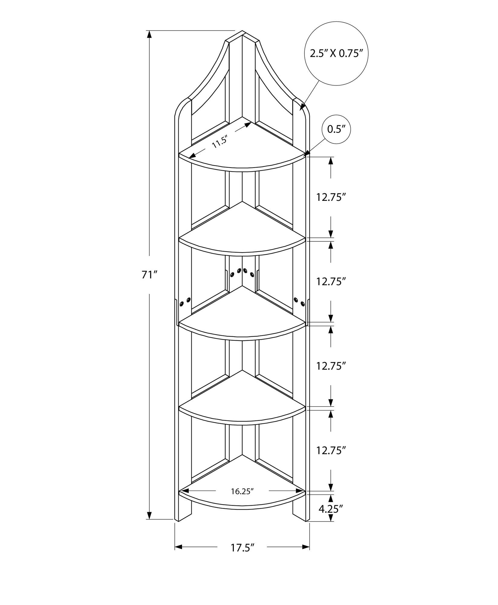 White Corner Accent Shelf Bookcase - AFS