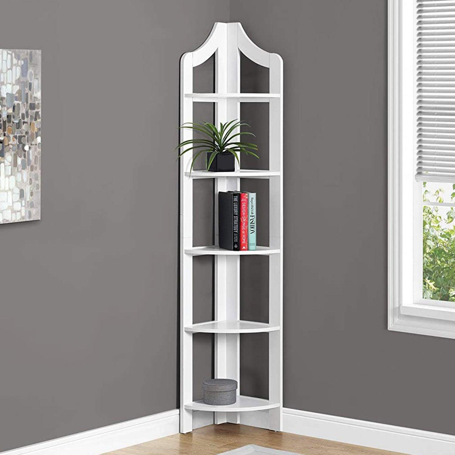 White Corner Accent Shelf Bookcase - AFS