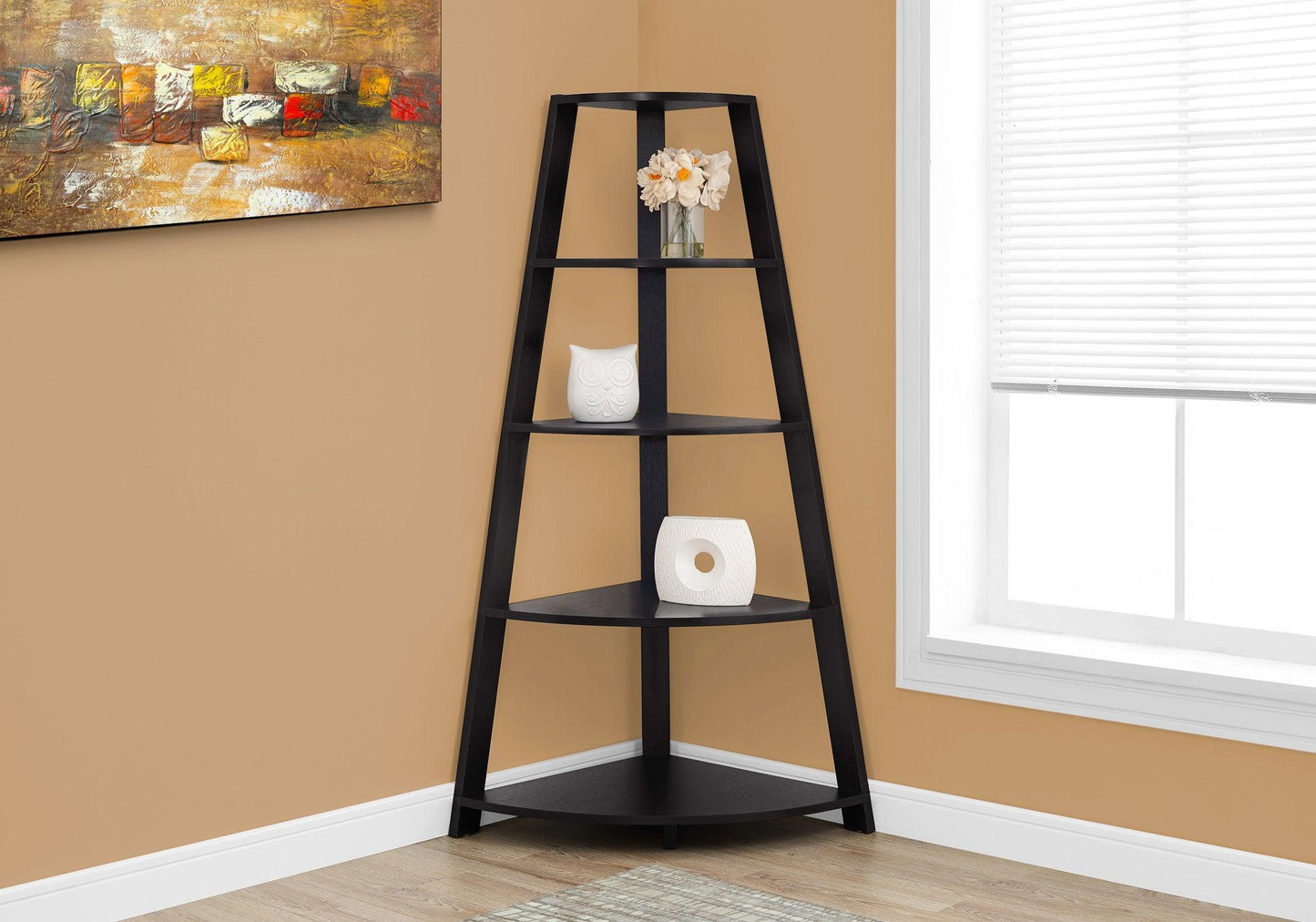 Noir Black Bookcase Corner Accent Shelf - AFS