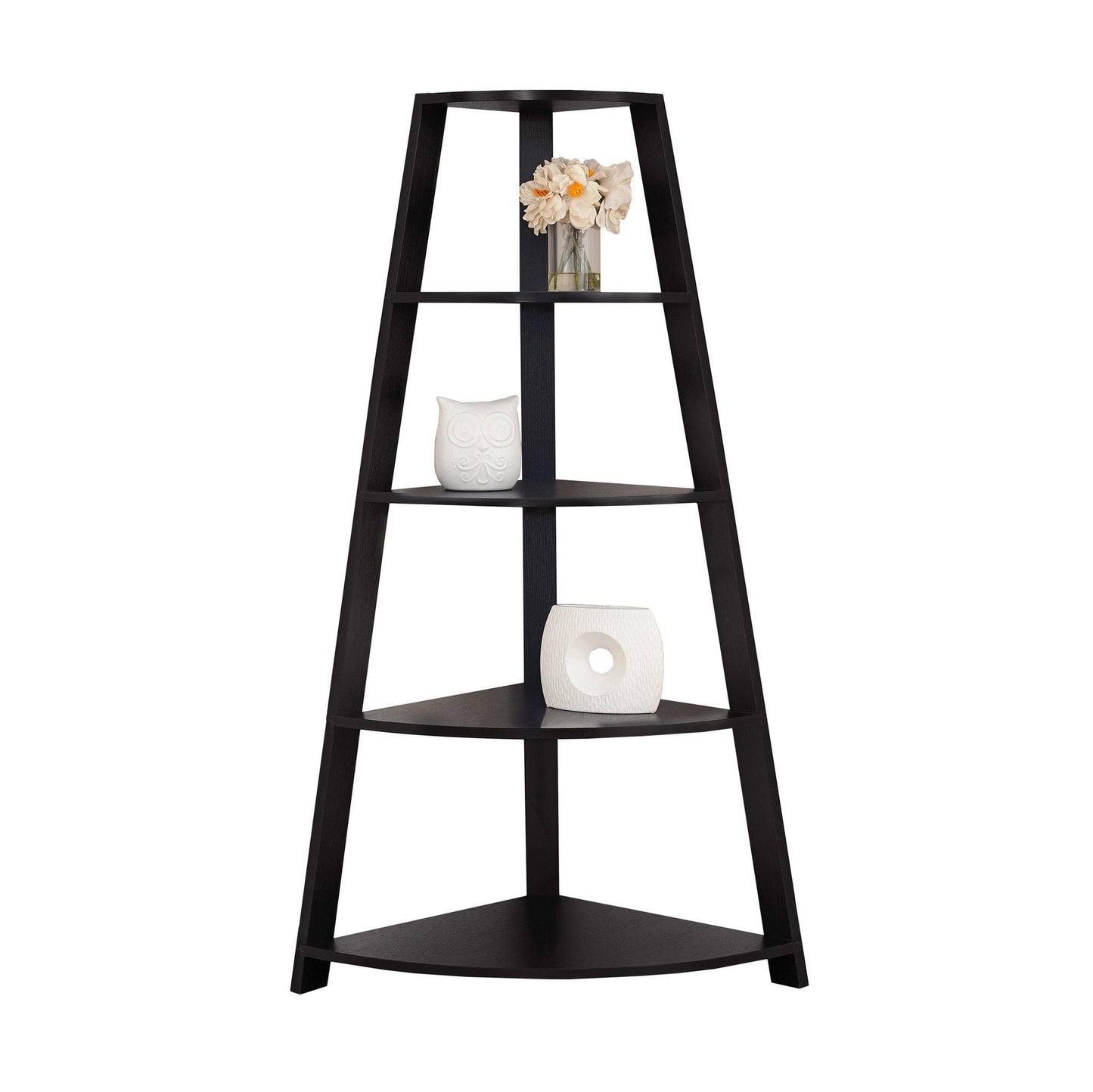 Noir Black Bookcase Corner Accent Shelf - AFS