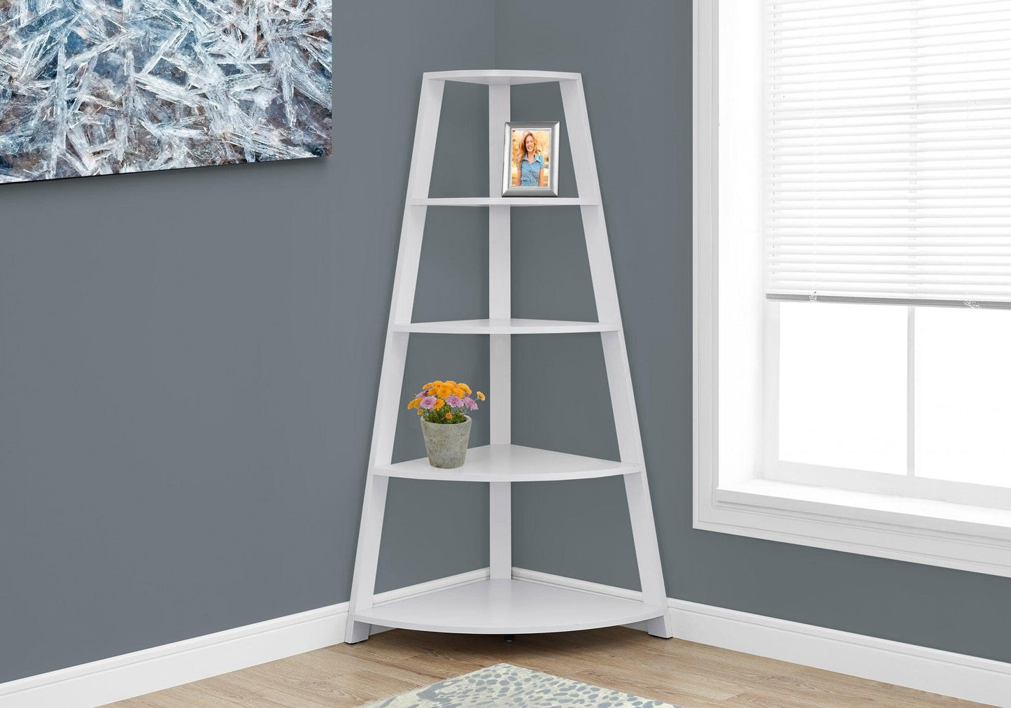 White Bookcase Corner Accent Shelf - AFS