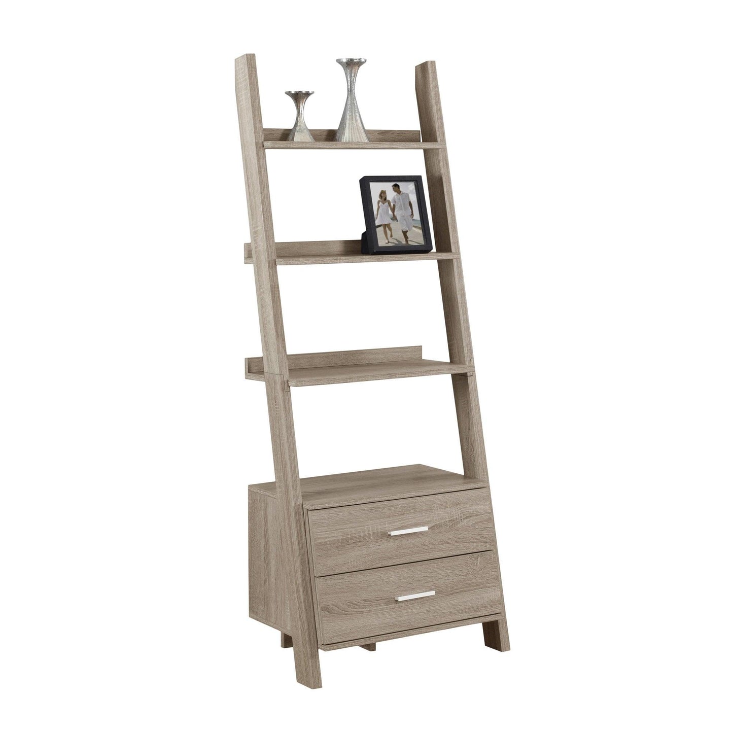 Dark Taupe Hollow Core Bookcase with 2 Storage Drawers - AFS