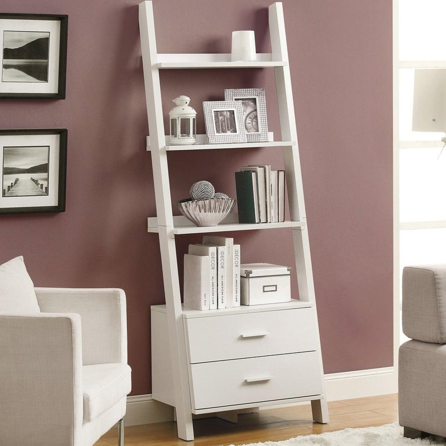 Dark Taupe Hollow Core Bookcase with 2 Storage Drawers - AFS