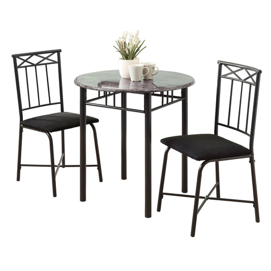 64" x 64" x 101" Grey Black Metal Foam Microfiber 3pcs Dining Set - AFS