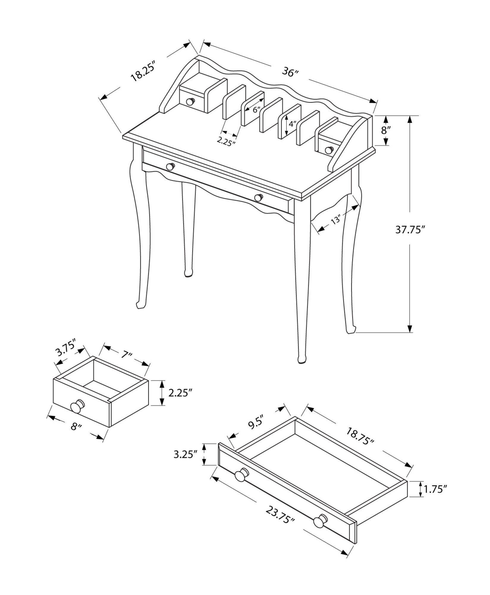 18.25" x 36" x 38" Dark Cherry - Desk - AFS