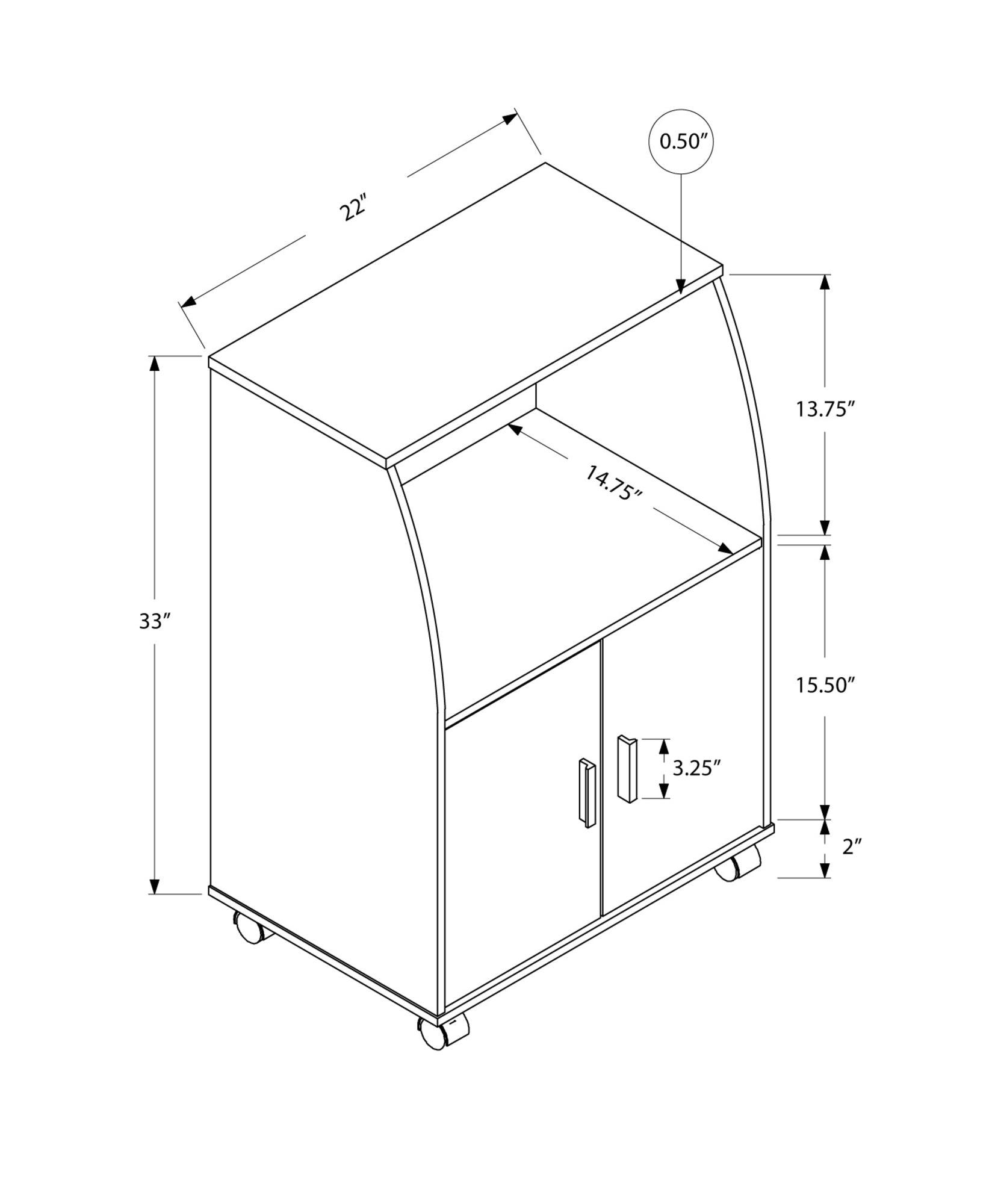 15.25" x 22" x 33" White Particle Board Laminate Kitchen Cart - AFS