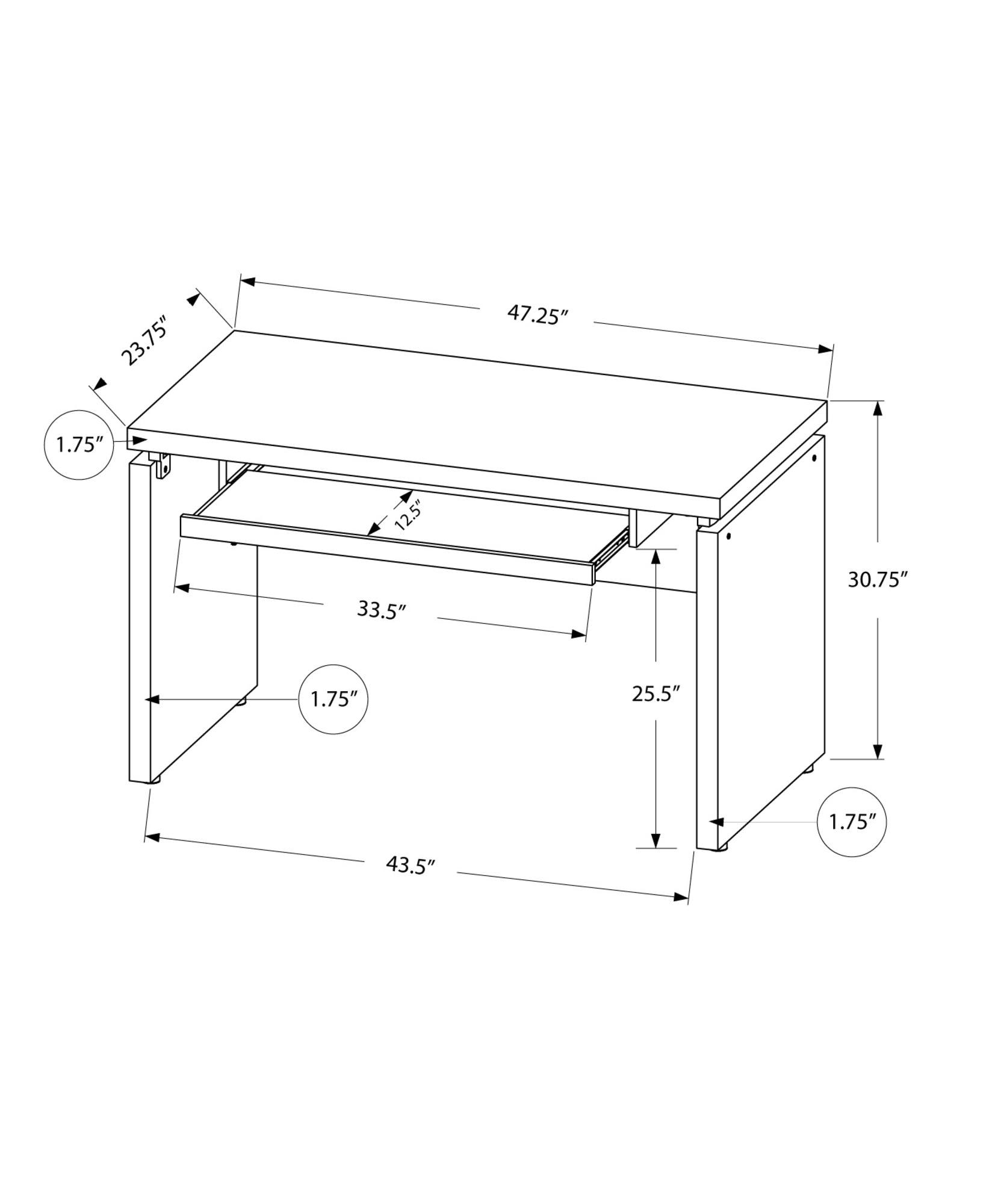 30.75" Particle Board Computer Desk - AFS