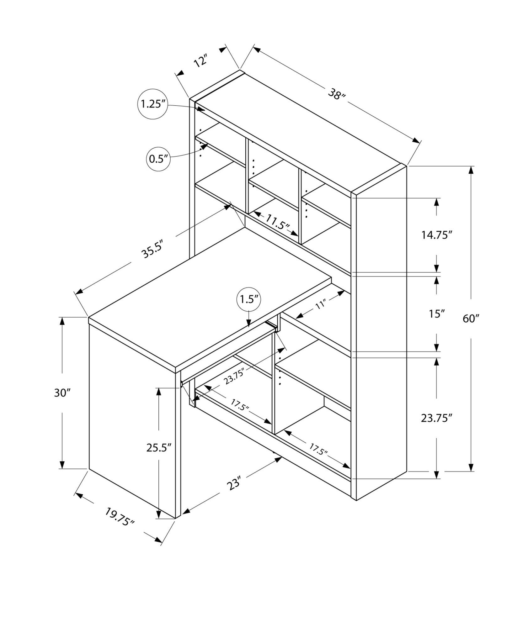 38" x 35.5" x 60" Cappuccino Particle Board Hollow Core Computer Desk - AFS