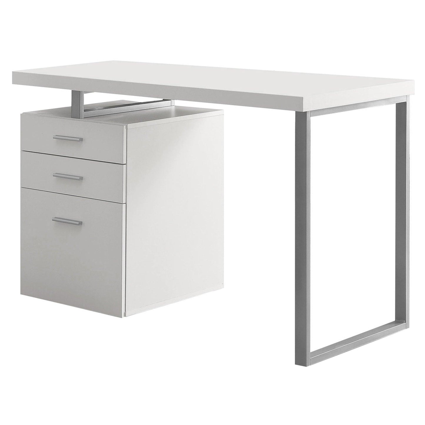 23.75" x 47.25" x 30" White Silver Particle Board Hollow Core Metal Computer Desk - AFS