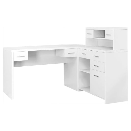 59" x 62.75" x 44.75" White Particle Board Hollow Core Computer Desk - AFS