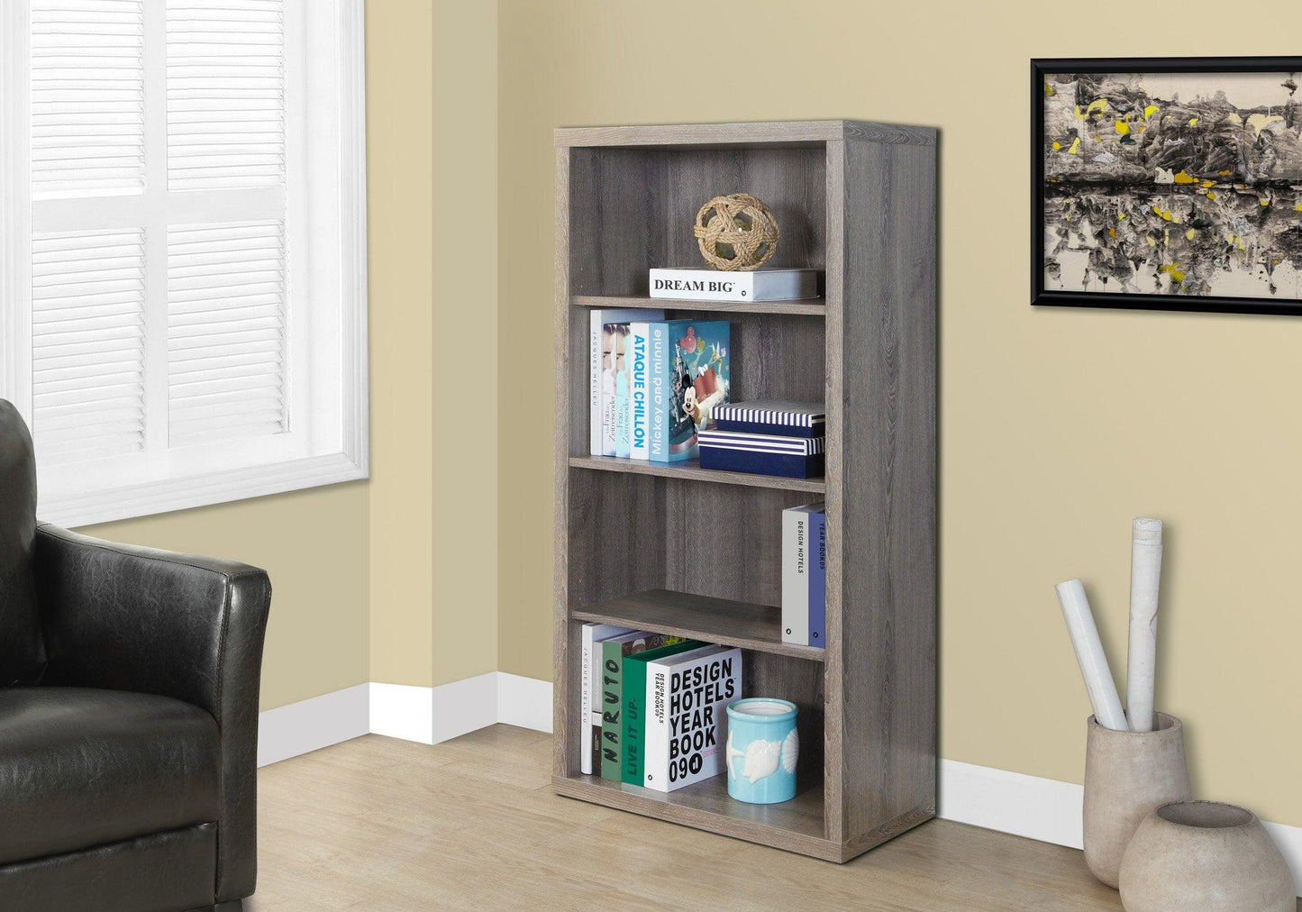 11.75" x 23.75" x 47.5" Cappuccino Particle Board Adjustable Shelves Bookshelf - AFS