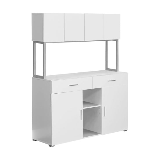 16.25" x 47.25" x 60" White Silver Particle Board Hollow Core Metal Office Cabinet - AFS
