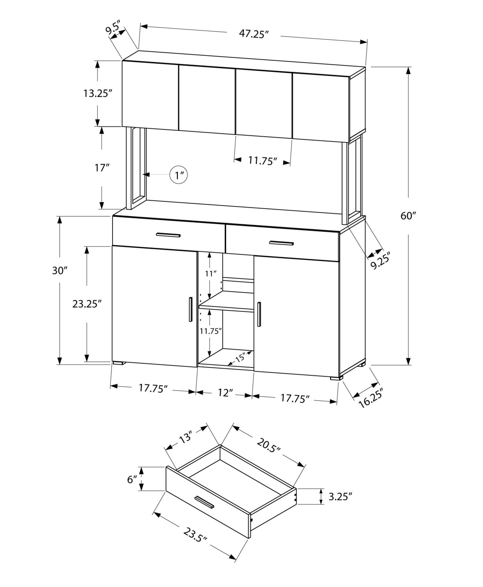 16.25" x 47.25" x 60" White Silver Particle Board Hollow Core Metal Office Cabinet - AFS