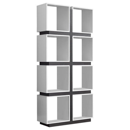 12" x 33.5" x 71.25" White Grey Particle Board Hollow Core Bookcase With A Hollow Core - AFS